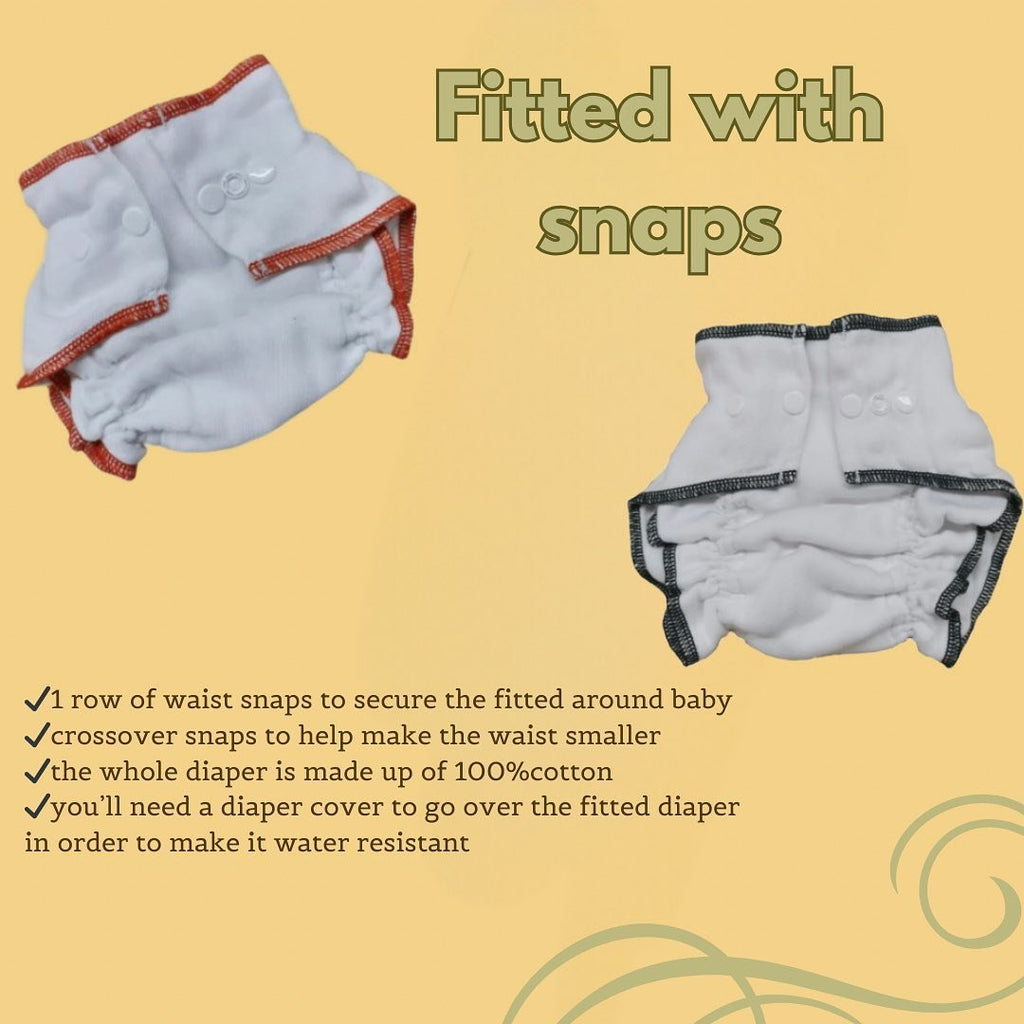 Cotton Fitted Cloth Diaper With Snaps + Insert Bundle | Geffen Baby