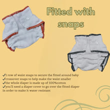 100% Cotton Fitted Cloth Diaper with Snaps + Insert Bundle - GeffenBaby.com