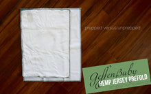 Jersey Cloth Diaper  Hemp Prefold photo of a prepped prefold and unprepped. - 60% Hemp / 40% Organic Cotton - GeffenBaby.com