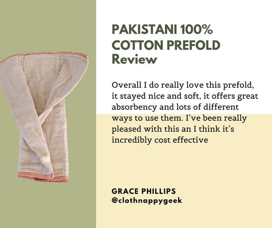 Review from Grace Phillips of the cloth nappy geek of the Unbleached 100% Cotton Prefolds. Overall I do really love this prefold, it stayed nice and soft, it offers great absorbency and lots of different ways to use them. I've been really pleased with this and I think it's incredibly cost effective.