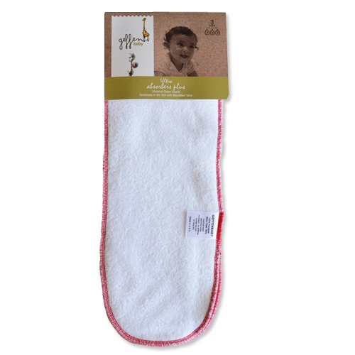 Geffen Baby Ultra Absorbers Plus reusable diaper insert. Hemp Fabric and organic cotton for a trim fit and absorbent cloth diaper insert.
