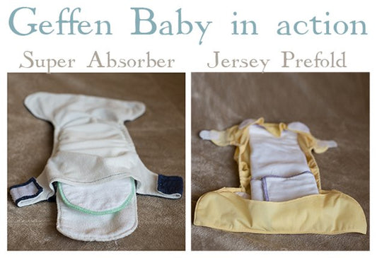 Photo of a Geffen Baby super absorber stuffed inside a pocket diaper. 