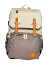 Beige and Gray Kaylee Diaper Bag with backpack style straps