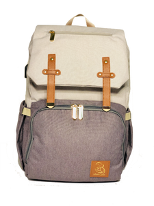 Beige and Gray Kaylee Diaper Bag with backpack style straps