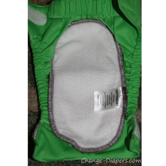 Geffen Baby Super Absorbers Newborn Insert inside a newborn size cloth diaper cover. Photo taken by change-diapers.