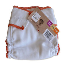 Geffen Baby Fitted Cloth Diaper without snaps, size xs with orange trim 100% natural cotton