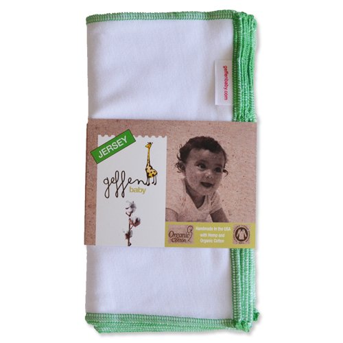 Photo of pack of geffen baby reusable, washable baby wipes. Made with super soft hemp/ cotton jersey blend. 